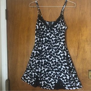 Apartment 9 Lingerie Nightgown Black & White Hearts & Lace Intimates Size M